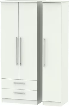 Sherwood triple wardrobe - 3 door - lhf 2 drawer - tall - porcelain