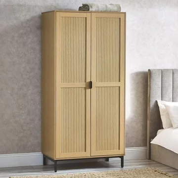 Sia wardrobe - 2 door - ribbed - oak