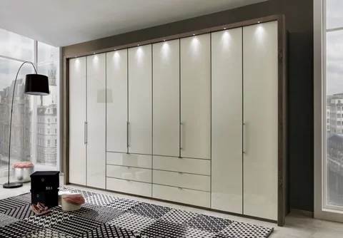 Loft wardrobe - bi-fold panorama glass door functional - variation available