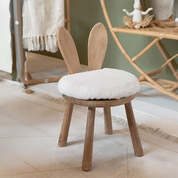 Rabbit ears kids chair - set of 2 - natural and white - wood
