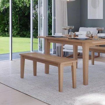 Henley oak and rattan dining bench