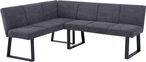 Bronx corner dining bench - dark grey fabric - lhf