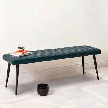 Austin bench - blue - real leather