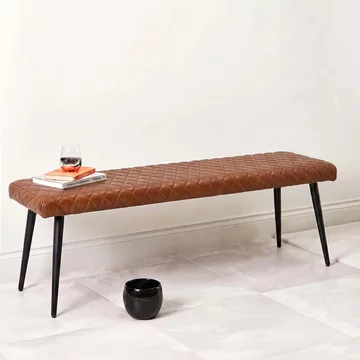 Austin bench - tan brown - real leather
