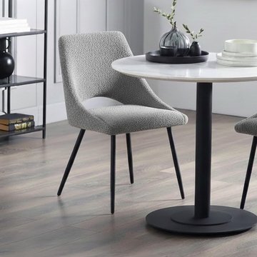 Iris dining chair - set of 2 - grey boucle fabric