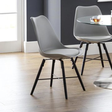 Kari dining chair - set of 2 - grey faux leather