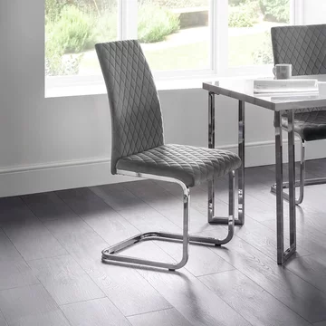 Calabria cantilever dining chair - set of 4 - grey fabric