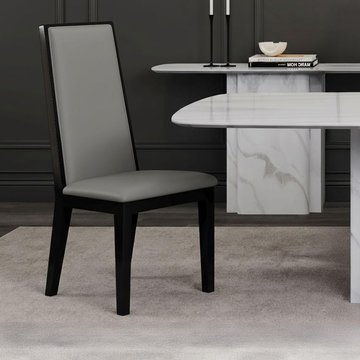Elite dining chair - high back - grey leather - black legs