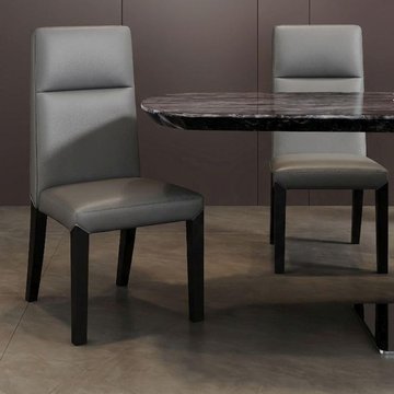 Venezia dining chair - high back - grey leather - black legs