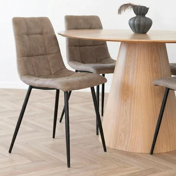 Middelfart dining chair - set of 2 - light brown - fabric
