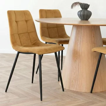 Middelfart dining chair - set of 2 - mustard - velvet fabric