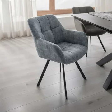 Jade dining armchair - set of 2 - stone blue fabric