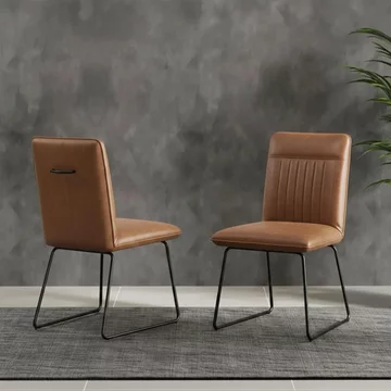 2 x halle brown leather dining chair