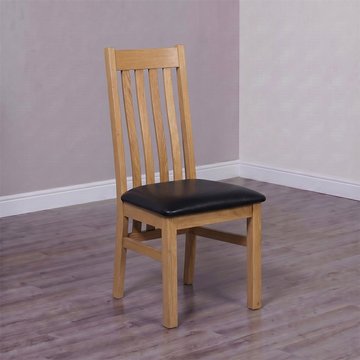 Nathan dining chair - set of 2 - oak - dark brown leather