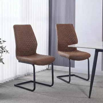 Charlie cantilever dining chair - set of 2 - brown faux leather