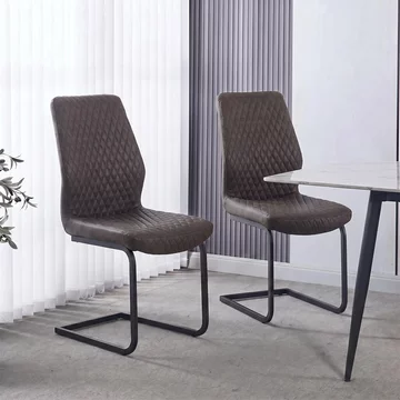 Charlie cantilever dining chair - set of 2 - grey faux leather
