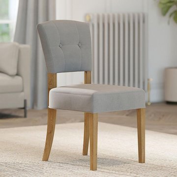 Alice dining chair - set of 2 - stone fabric - natural legs