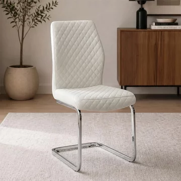 Capri dining chair - set of 2 - chrome cantilever - stone fabric