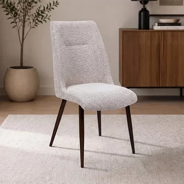 Chelsea dining chair - set of 2 - natural fabric - brown legs