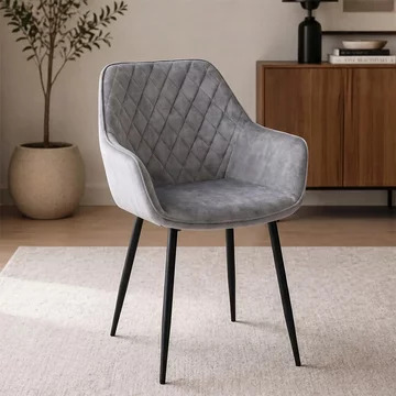 Viola swivel dining chair - set of 2 - silver fabric
