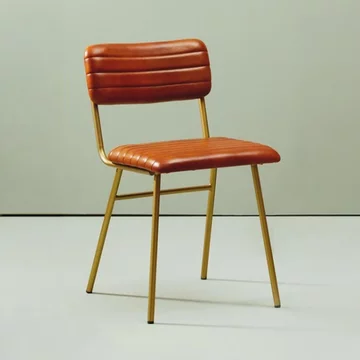 Buffalo dining chair - set of 2 - tan - leather with gold metal