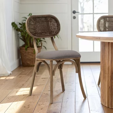 Cebu dining chair - grey wash - padded - elm wood