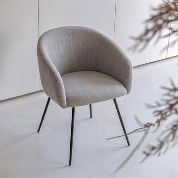 Wales dining chair - set of 2 - curved back - grey - fabric and metal