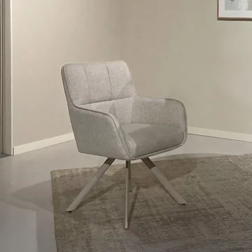 Tori swivel dining armchair - set of 2 - natural legs - sand - fabric and metal