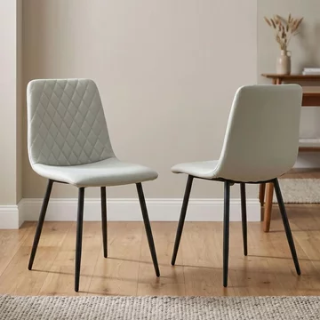 Argenta dining chair - set of 2 - light grey and black - fabric and metal
