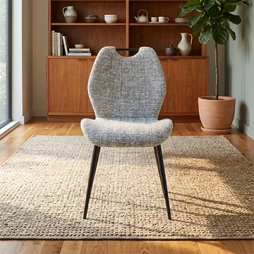 Turin dining chair - set of 2 - light grey and black - fabric and metal