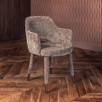 Donnatella stone chenille fabric dining armchair