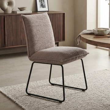 Atlanta dining chair - set of 2 - natural and black - fabric and metal