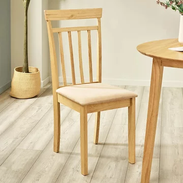 Coast dining chair - set of 2 - natural - cream - solid wood and fabric