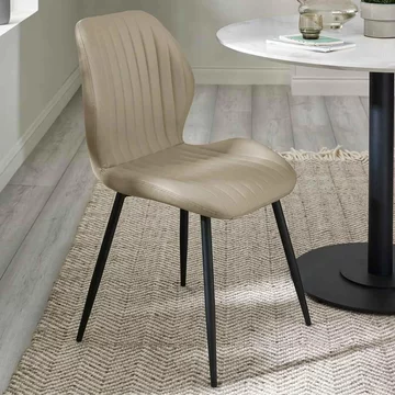 Morris dining chair - set of 4 - taupe and black - faux leather and metal