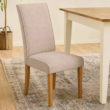 Valencia dining chair - set of 2 - cream chenille and natural - fabric and wood