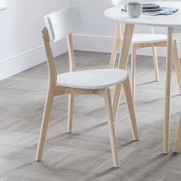 Casa dining chair - set of 2 - white and natural - wood