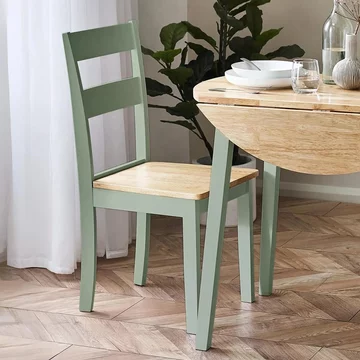 Linwood dining chair - set of 2 - natural and sage green painted - oak effect