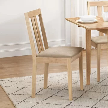 Rufford dining chair - set of 2 - natural and beige - wood and fabric