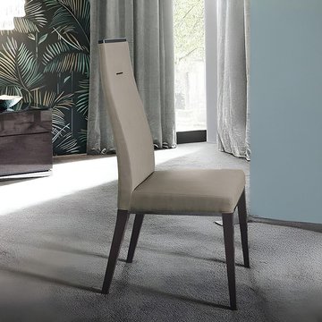 Heritage dining chair - set of 2 - high back - dark velvet birch high gloss and grey - faux leather and wooden