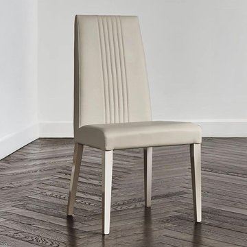 Claire dining chair - set of 2 - high back - faux leather and pearl line eco veneer high gloss