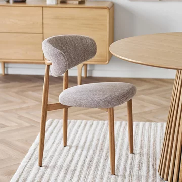 Levanto dining chair - set of 2 - curved back - sand and natural - fabric and metal