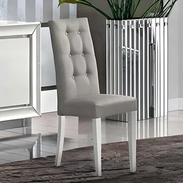 Dama italian bianca tufted dining chair - grey and white - faux leather