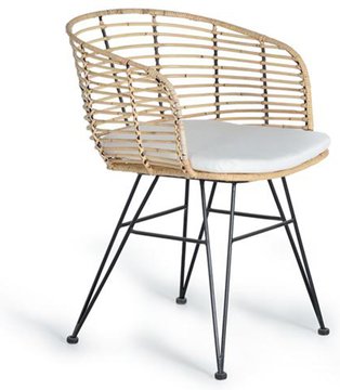 Angie dining chair - rattan and metal - set of 2