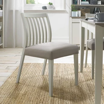 Bergen dining chairs - set of 2 - low slatted back - grey bonded leather