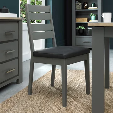 Oakham dining chairs - set of 2 - dark grey bonded leather