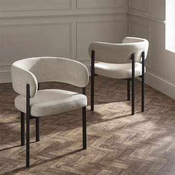Bolivia dining chair - set of 2 - curved - cream fabric