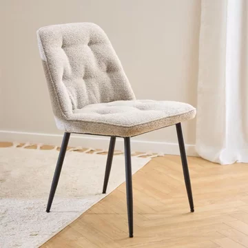 Brooke dining chair - set of 2 - beige boucle fabric