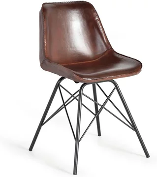 Citrus dining chair - industrial style - brown leather - set of 2