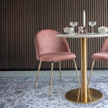 Geneve dining chair - set of 2 - rose - velvet fabric - gold legs