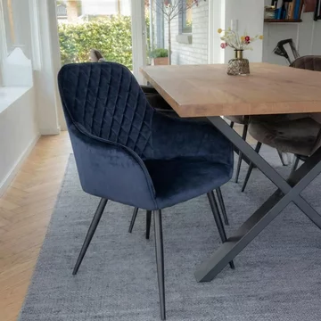 Harbo dining chair - set of 2 - blue - velvet fabric